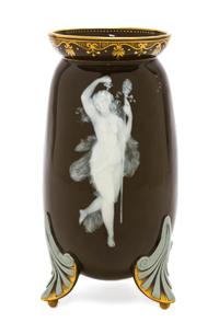 An English Pate-sur-Pate Porcelain Vase, Height 8 inches.
