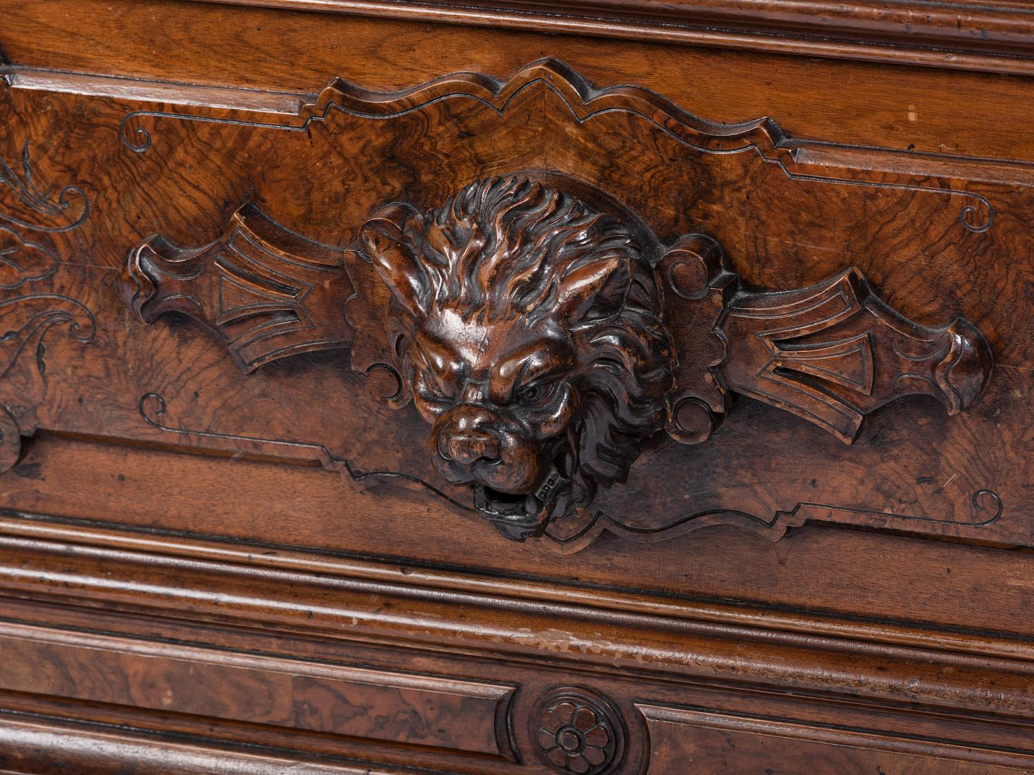 An Impressive Renaissance Revival Carved Walnut Tall Case Regulator Clock