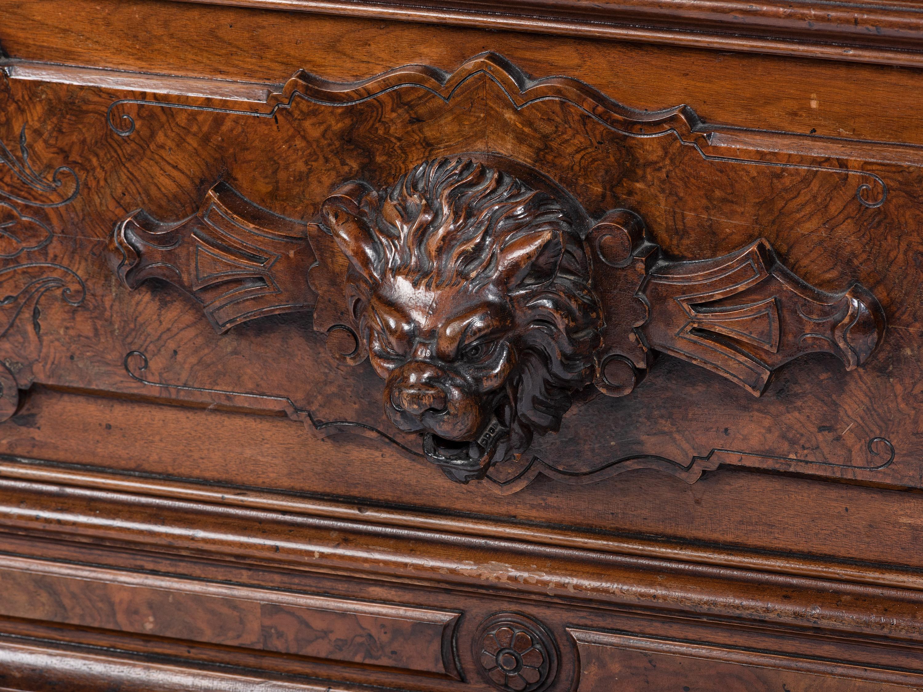 An Impressive Renaissance Revival Carved Walnut Tall Case Regulator Clock