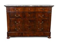 An Empire Style Figured Mahogany Marble Top Chest of Drawers — 19TH/20TH CENTURY