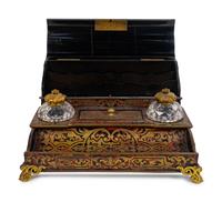 A French Tortoise Shell Inlaid Boulle Marquetry Standish