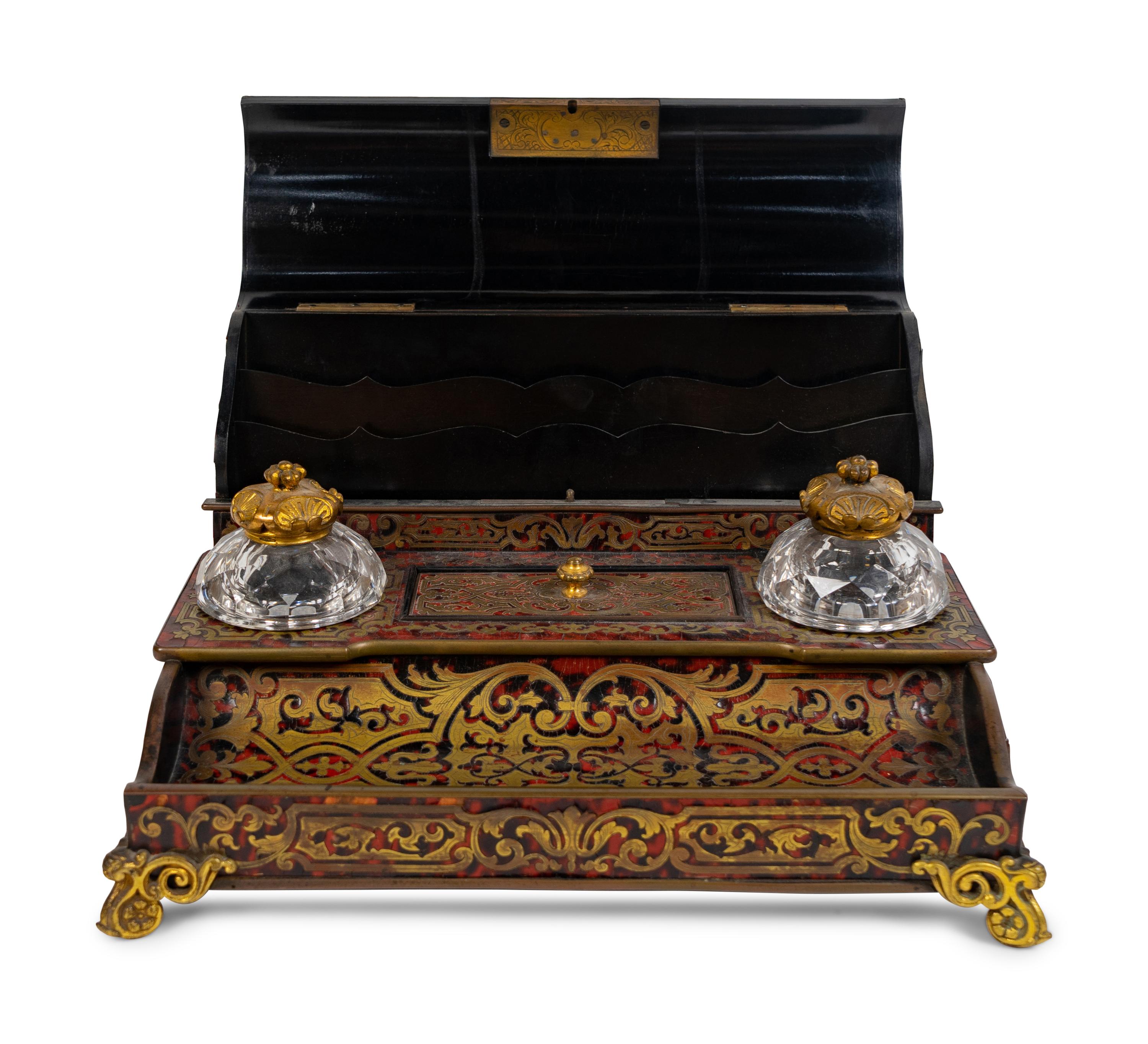 A French Tortoise Shell Inlaid Boulle Marquetry Standish