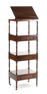A George III Style Mahogany Etagere Height 49 x width 18 x depth 13 1/2 inches.