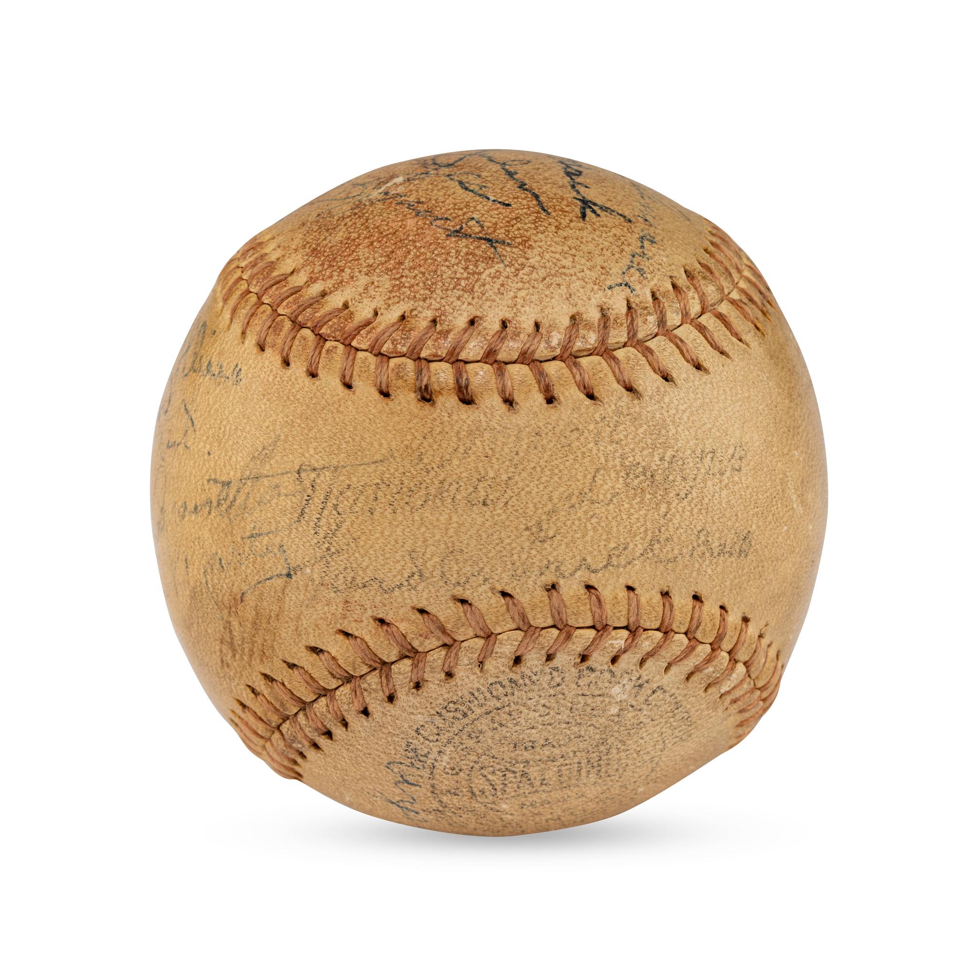 A 1938 Chicago Cubs Team Signed Autograph Baseball Featuring Gabby Hartnett and Charlie Grimm (Beckett Authentication Services Letter of Authenticity)
