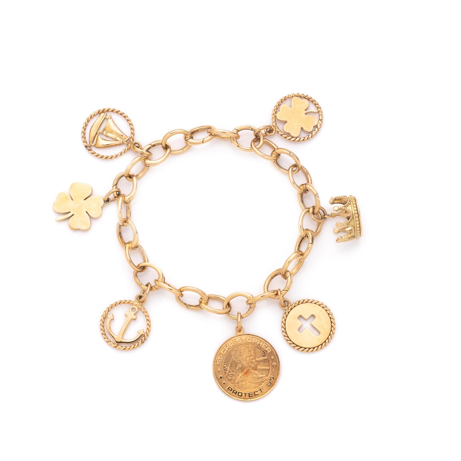 TIFFANY & CO., YELLOW GOLD CHARM BRACELET