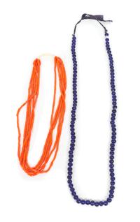 Two Hopi Reproduction Necklaces Length of longer 45 inches.