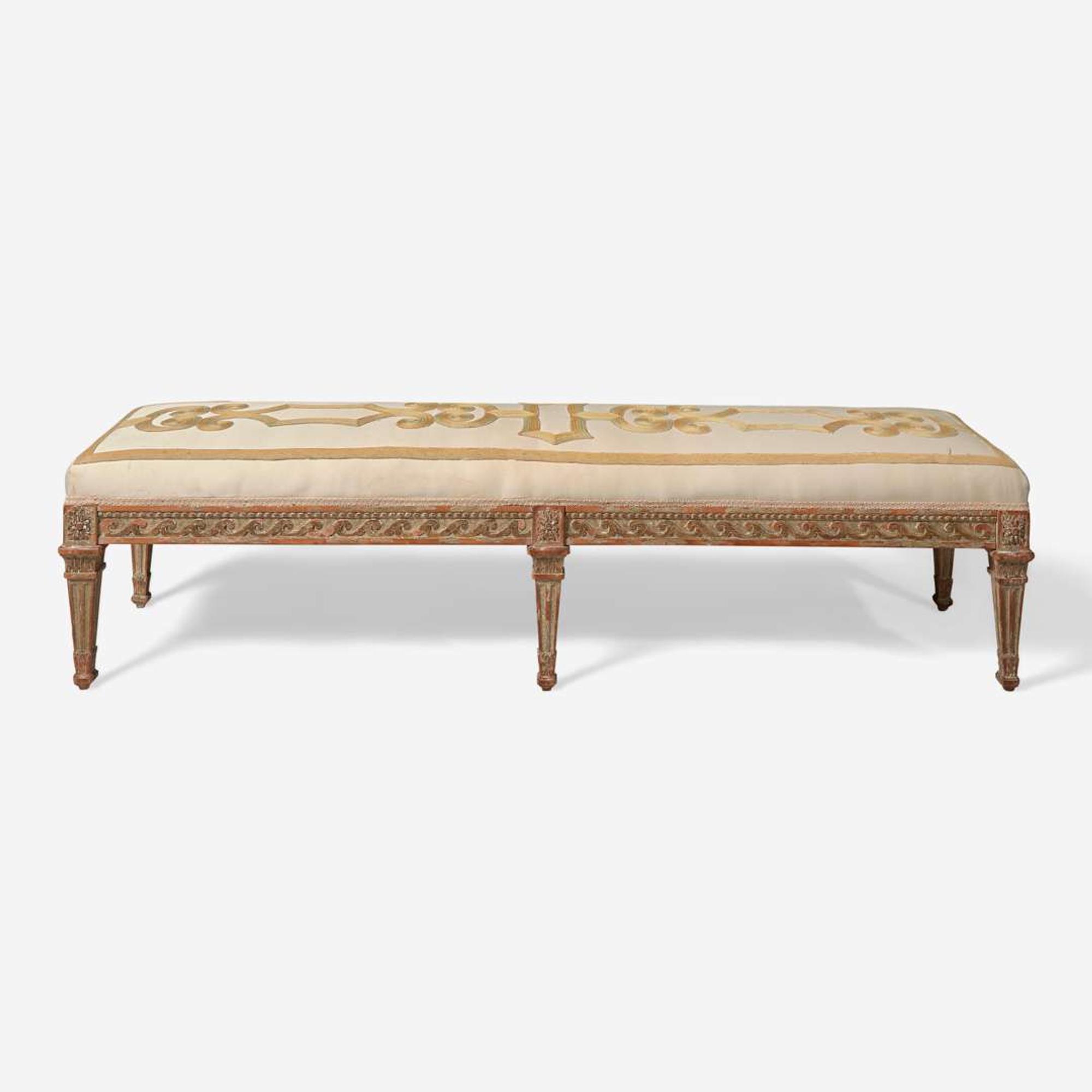 An Italian Neoclassical style painted wood bench late 19th / 20th century