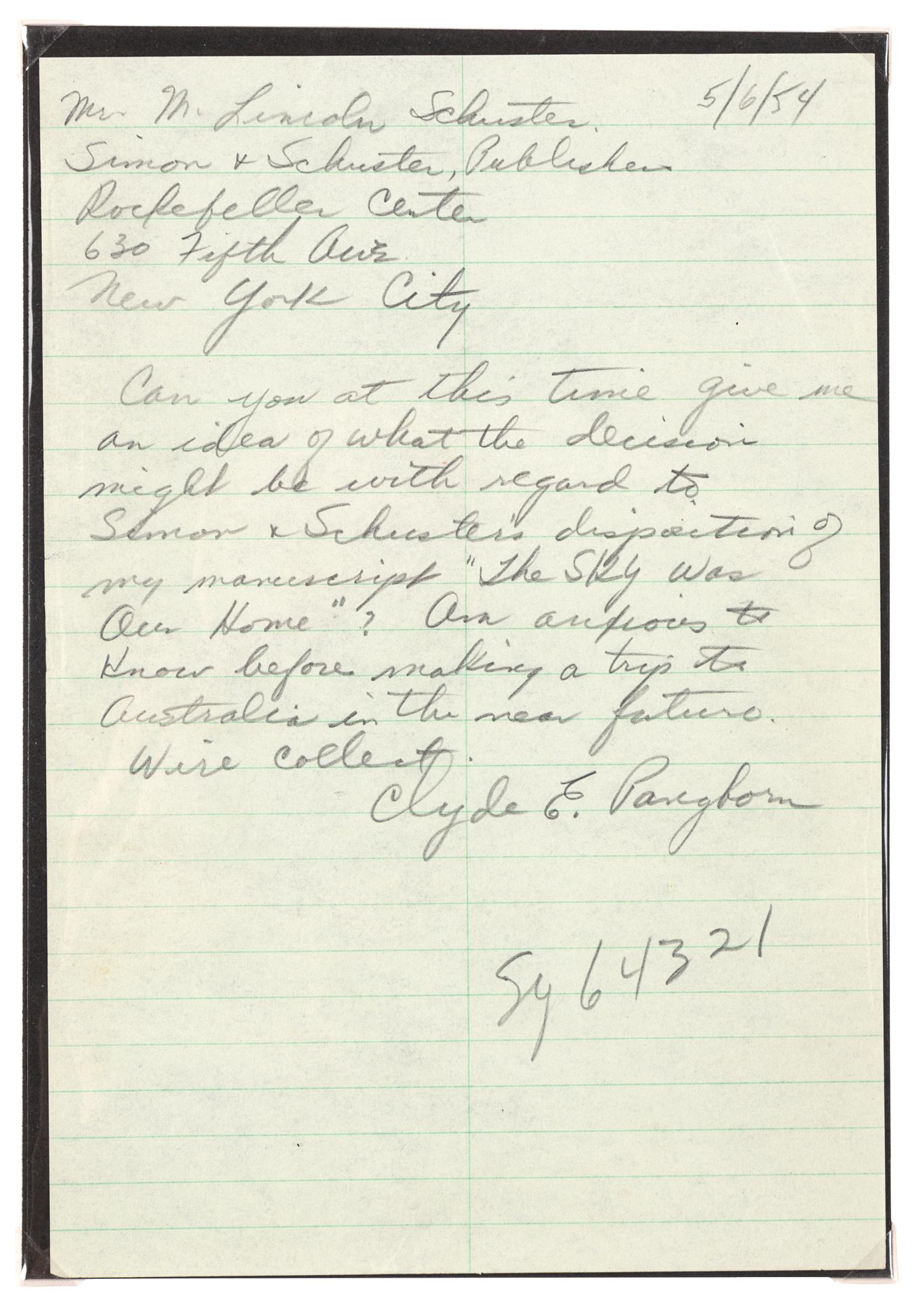 [AVIATORS]. A group of 9 signatures and letters, comprising: