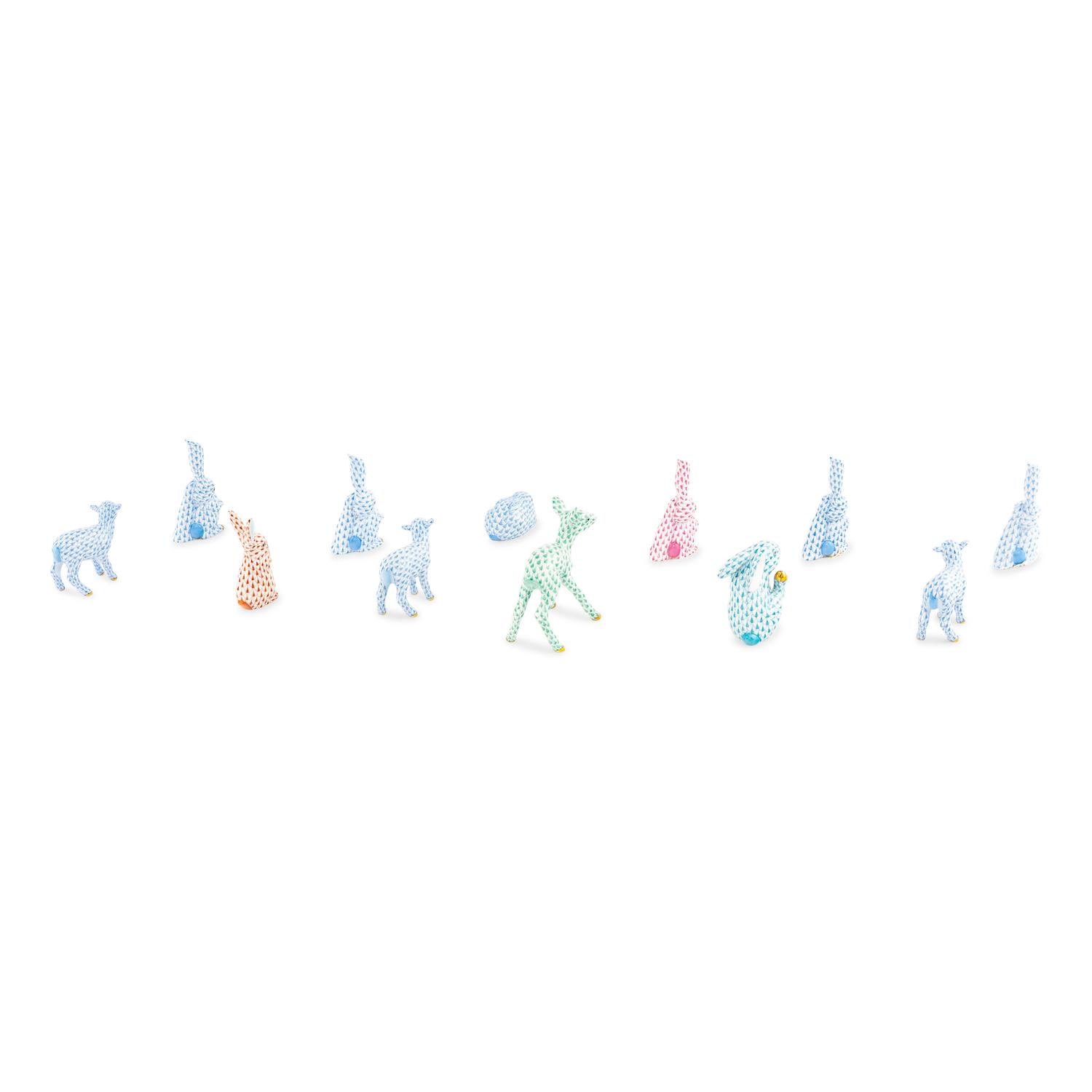 A Group of Herend Fishnet Pattern Animal Figures