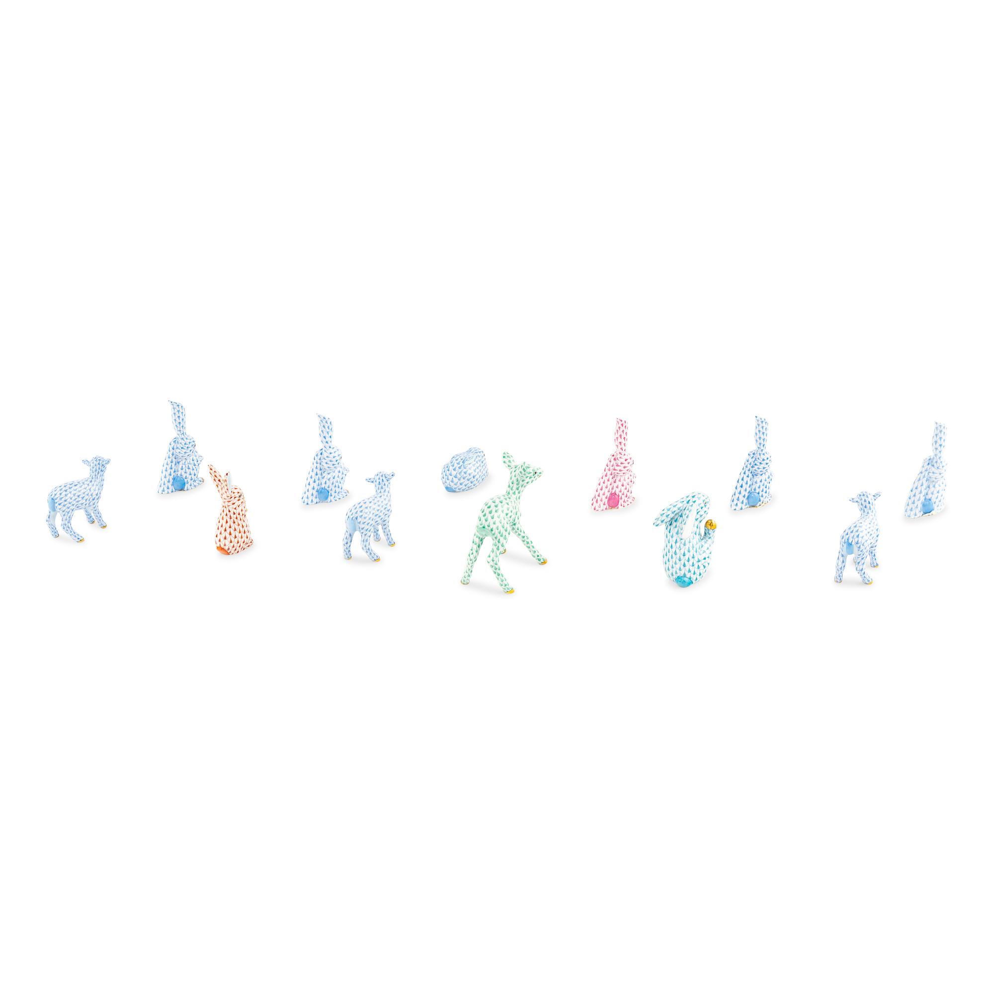 A Group of Herend Fishnet Pattern Animal Figures