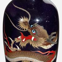 A pair of Japanese miniature "Dragon" cloisonné vases