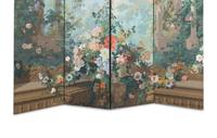 A French Papier Peinte Four-Panel Floor Screen