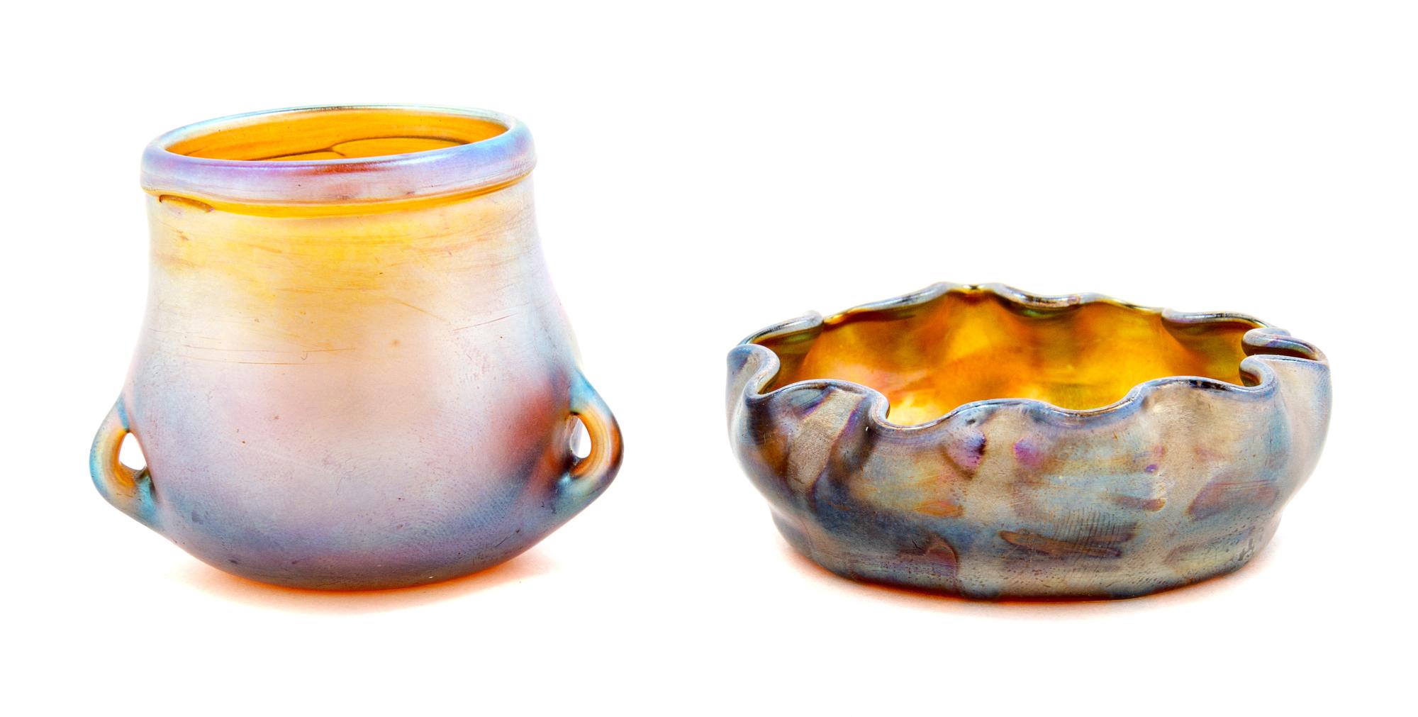 Tiffany Studios, American, Early 20th Century, Salt Cellar and Vase