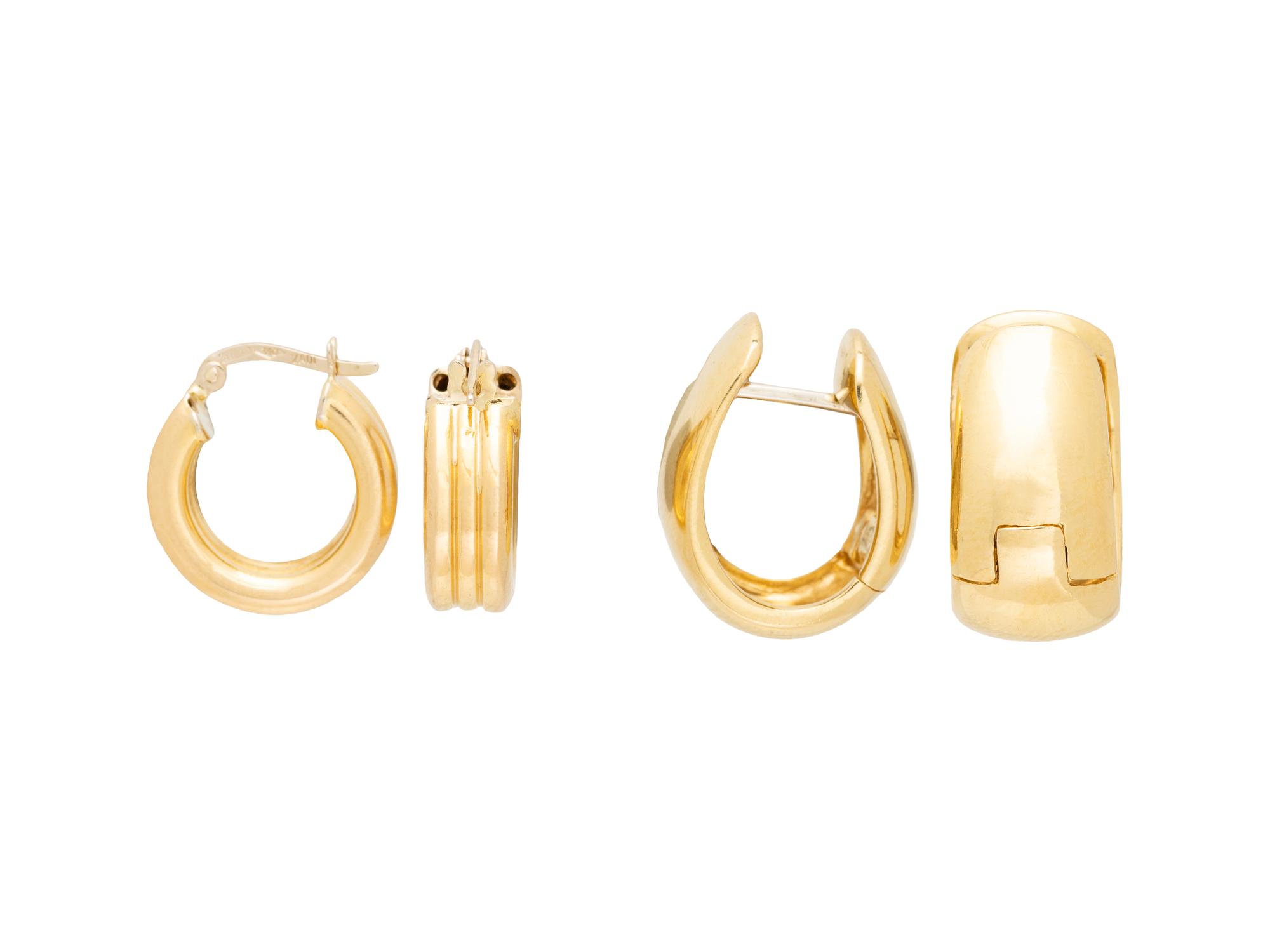 COLLECTION OF YELLOW GOLD HOOP EARRINGS