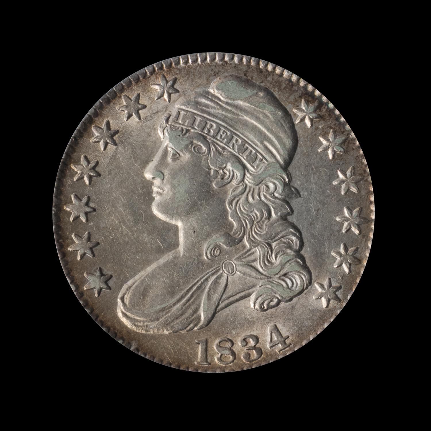 A United States 1834 Capped Bust: Large Date, Large Letter 50c Coin