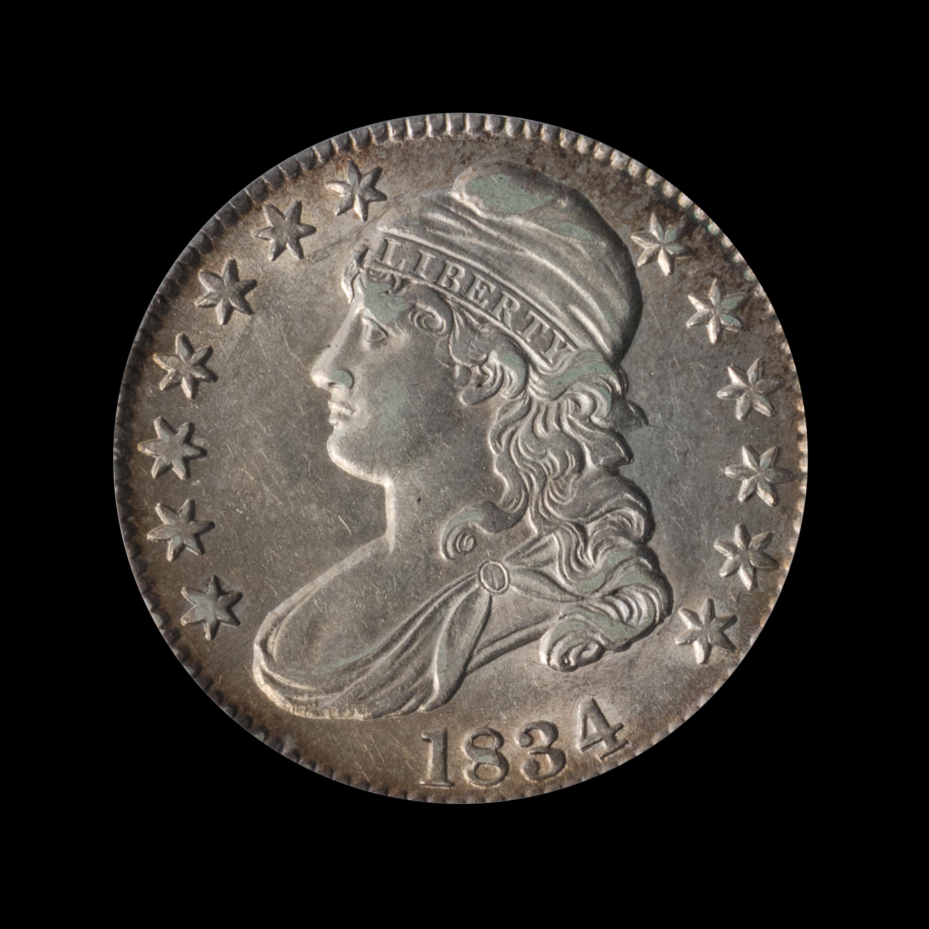 A United States 1834 Capped Bust: Large Date, Large Letter 50c Coin