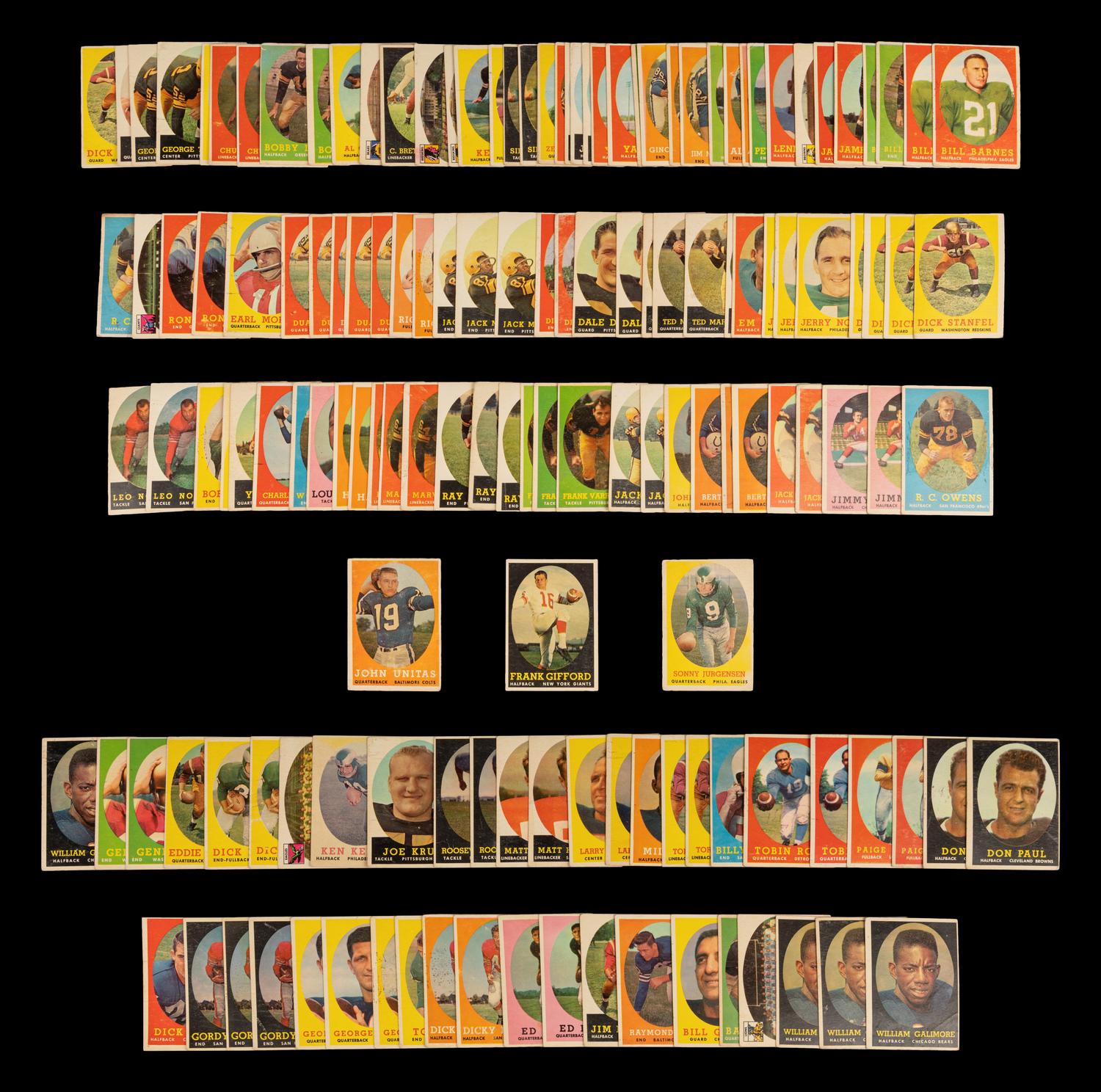 A Group of Over 150 1958 Topps Football Cards,