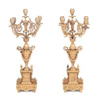 A Pair of Gilt Metal Five-Light Candelabra — 20TH CENTURY