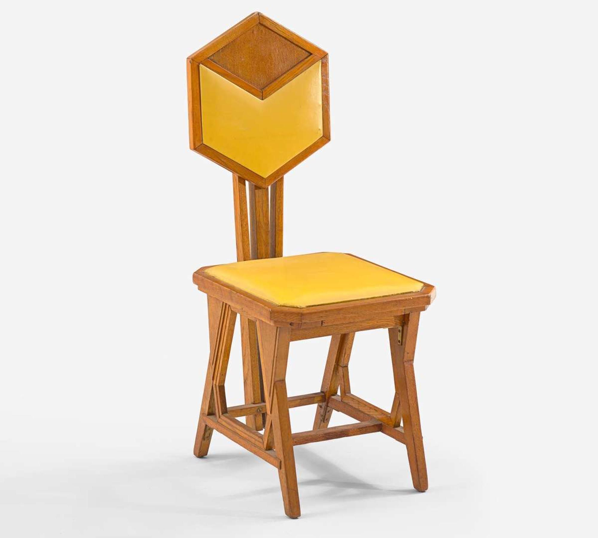 Frank Lloyd Wright A Hexagon-Back "Peacock" Chair from the Imperial Hotel, Tokyo, Japan, 1921-26, Matthew Brothers Furniture Company (maker, attributed), Milwaukee, Wisconsin