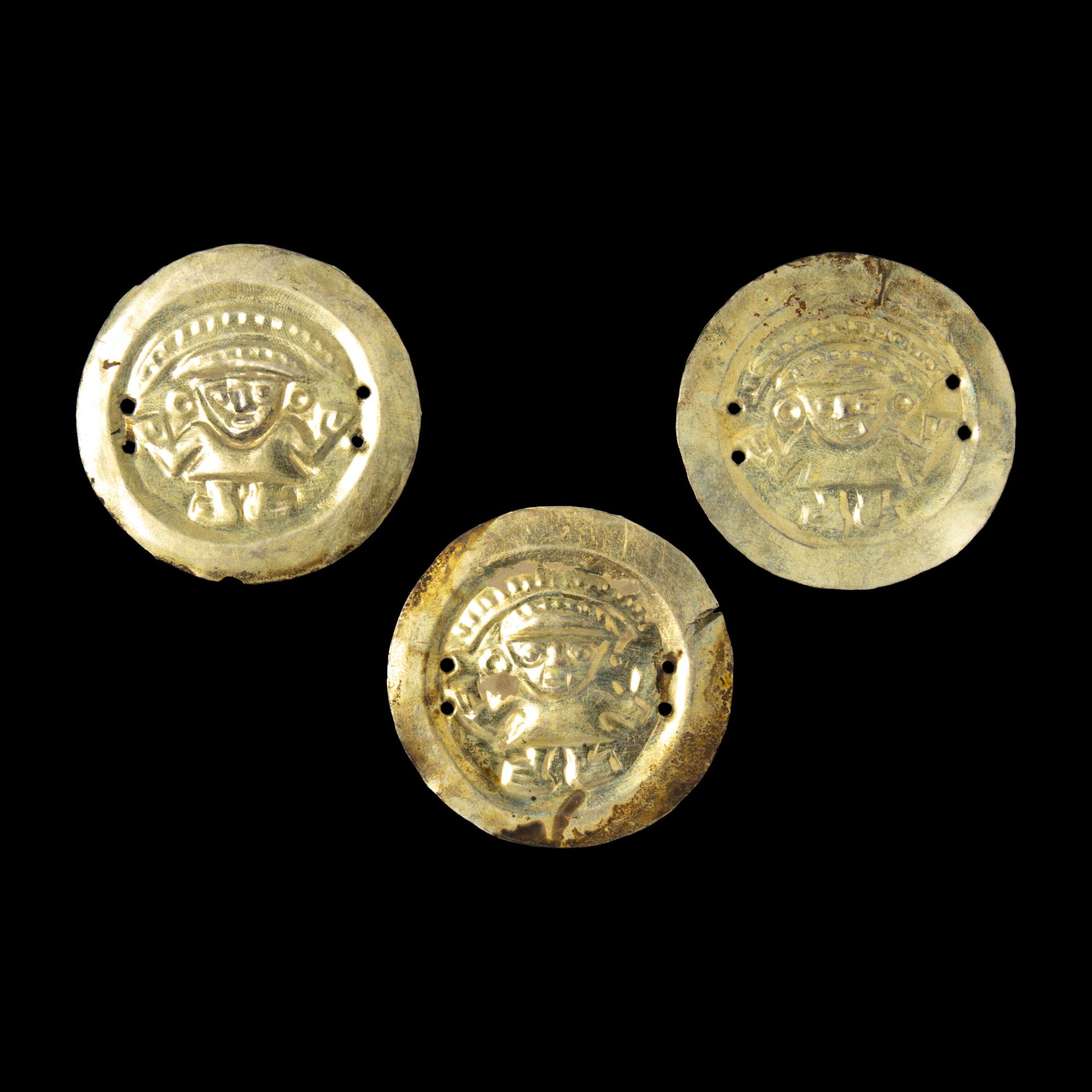 Three Chimu Gold Alloy Discs