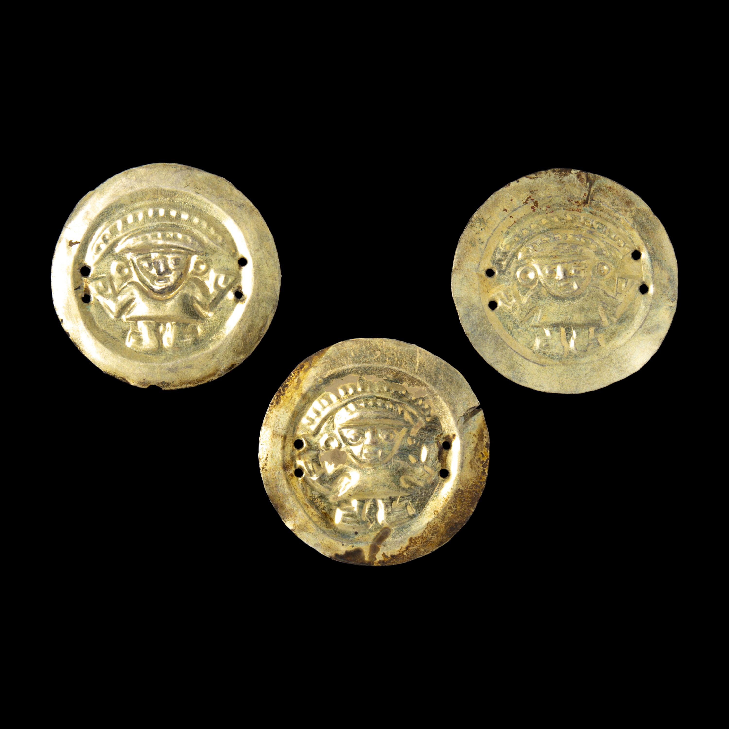 Three Chimu Gold Alloy Discs