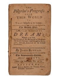 BUNYAN, John (1628-1688). The Pilgrim's Progress . Boston, N.E.: John Draper for Thomas Fleet, 1744.