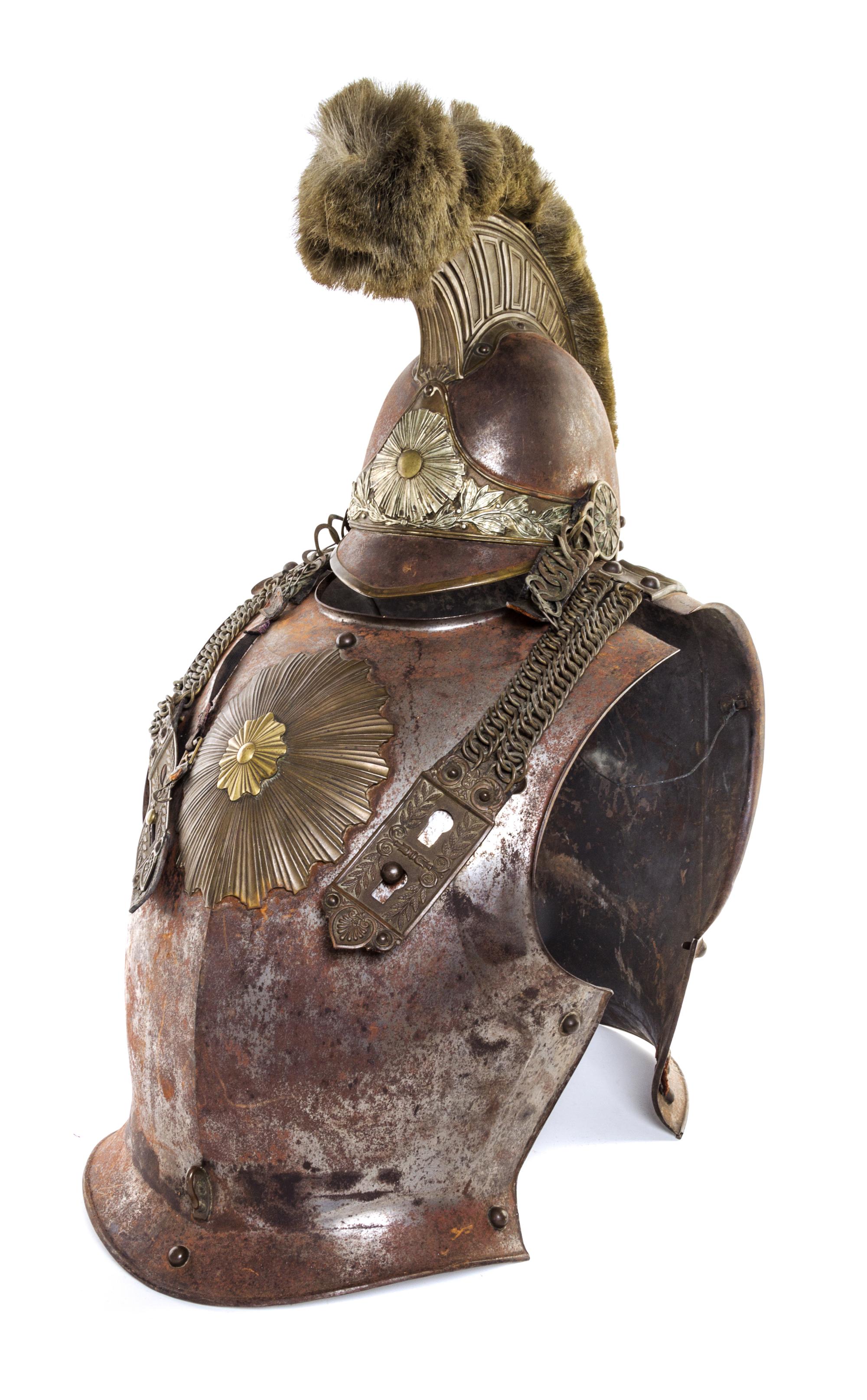 A Suit of Napoleon III Carabinier Parade Armor Height of breast plate 15 1/2 inches.