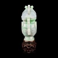 A Chinese Apple Green and Lavender Jadeite 'Phoenix' Covered Gong Vessel, Late 19th-20th Century 晚清-民國 翡翠鳳紋觥