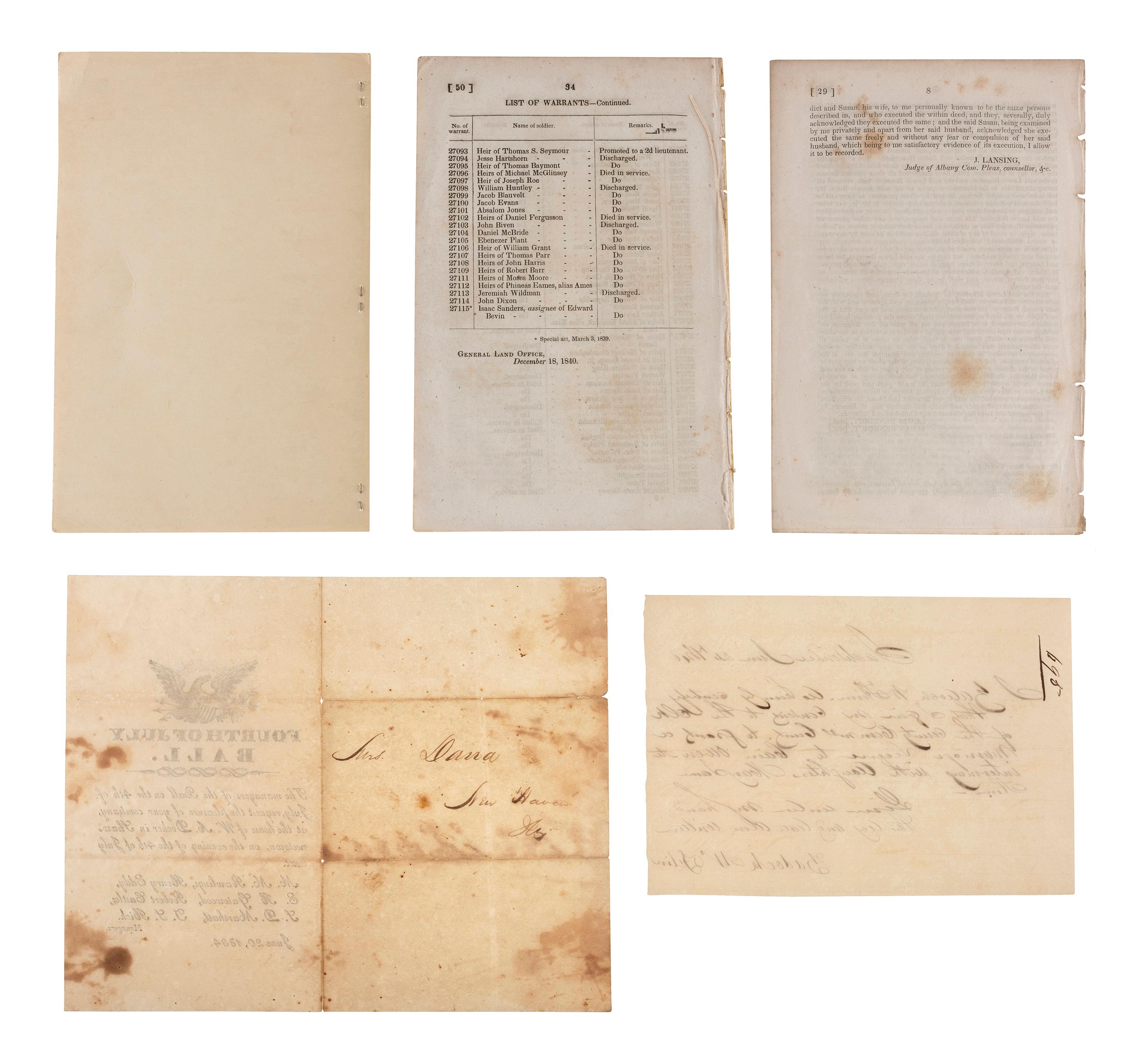 [INDIAN WARS]. A group of pamphlets and documents related to Indian Wars and Indian policy of the 1830s and 1840s, including: