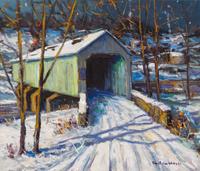 Christopher Willett, (American, b. 1959), Van Sant Covered Bridge, Bucks County, PA