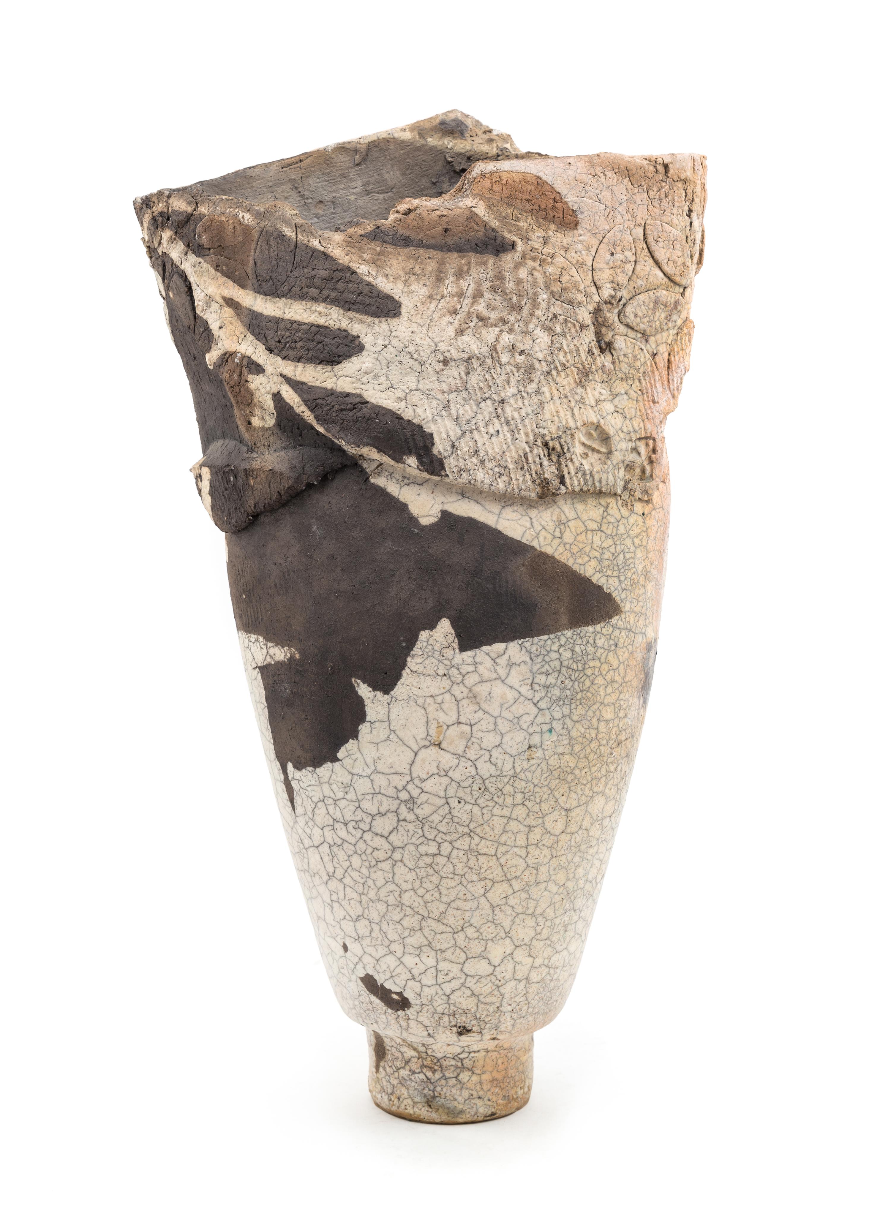 Paul Soldner, (American, 1921-2011), Raku-fired earthenware vase