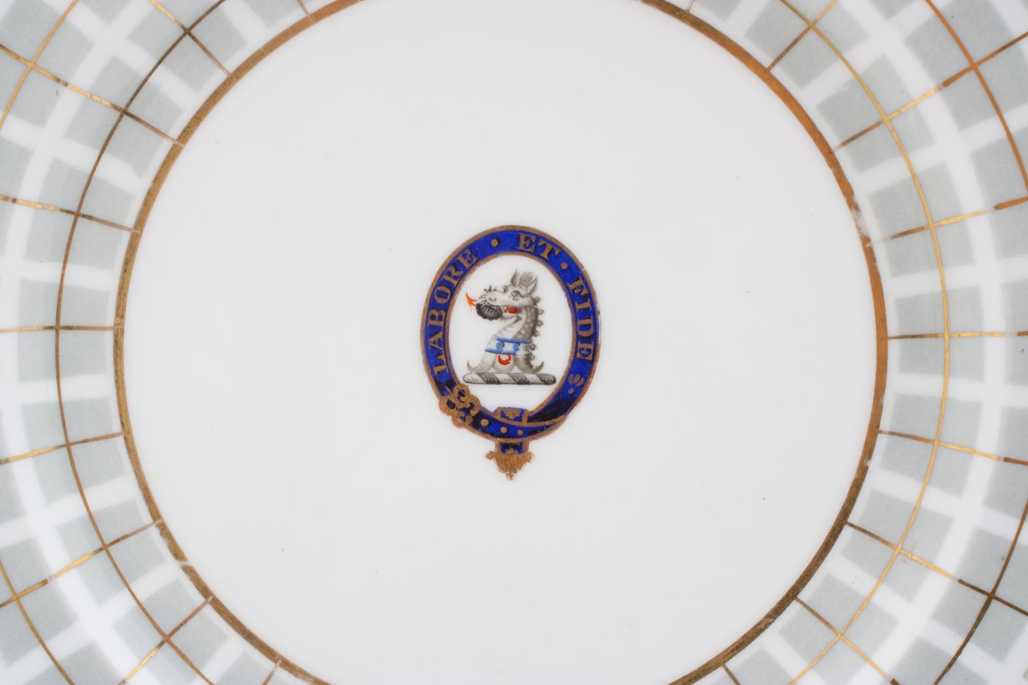 A Pair of English Porcelain Plates Diameter 10 1/8 inches.