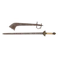 Lot of 2 Ethnographic Swords Including: Nepalese Kora and Chinese Jian