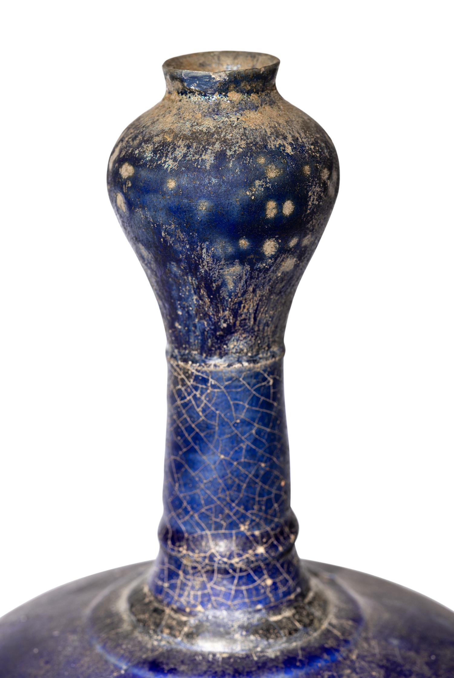 A Persian Blue-Glazed Bottle