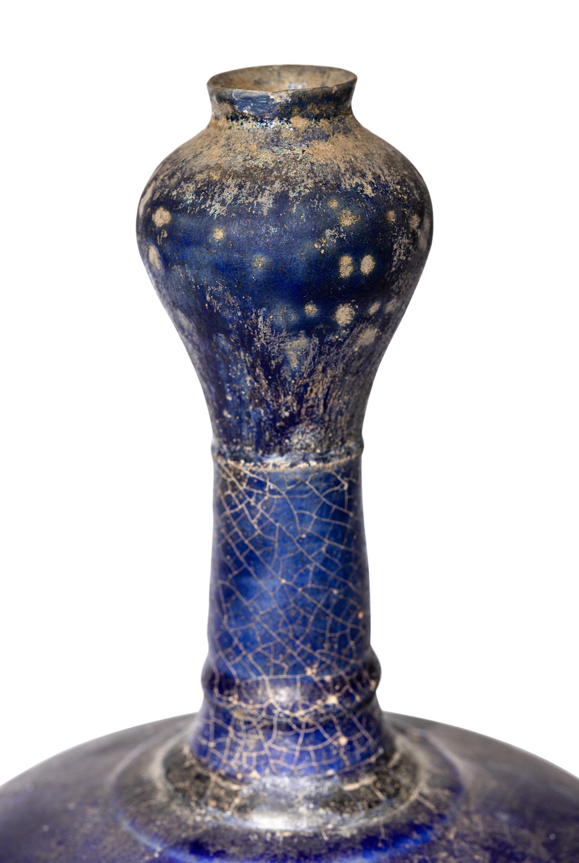 A Persian Blue-Glazed Bottle
