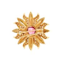 BIELKA, YELLOW GOLD, TOURMALINE AND DIAMOND FLOWER BROOCH