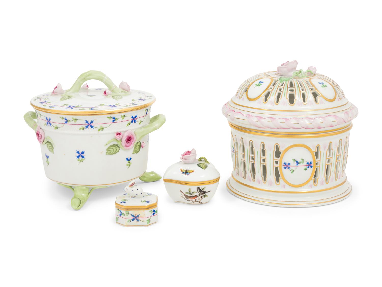 A Group of Herend Porcelain Table Articles