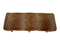 A Louis XV Style Giltwood Bench with Faux Leopard Upholstery