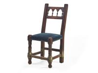 A set of Six Spanish Baroque Carved Walnut and Upholstered Side Chairs