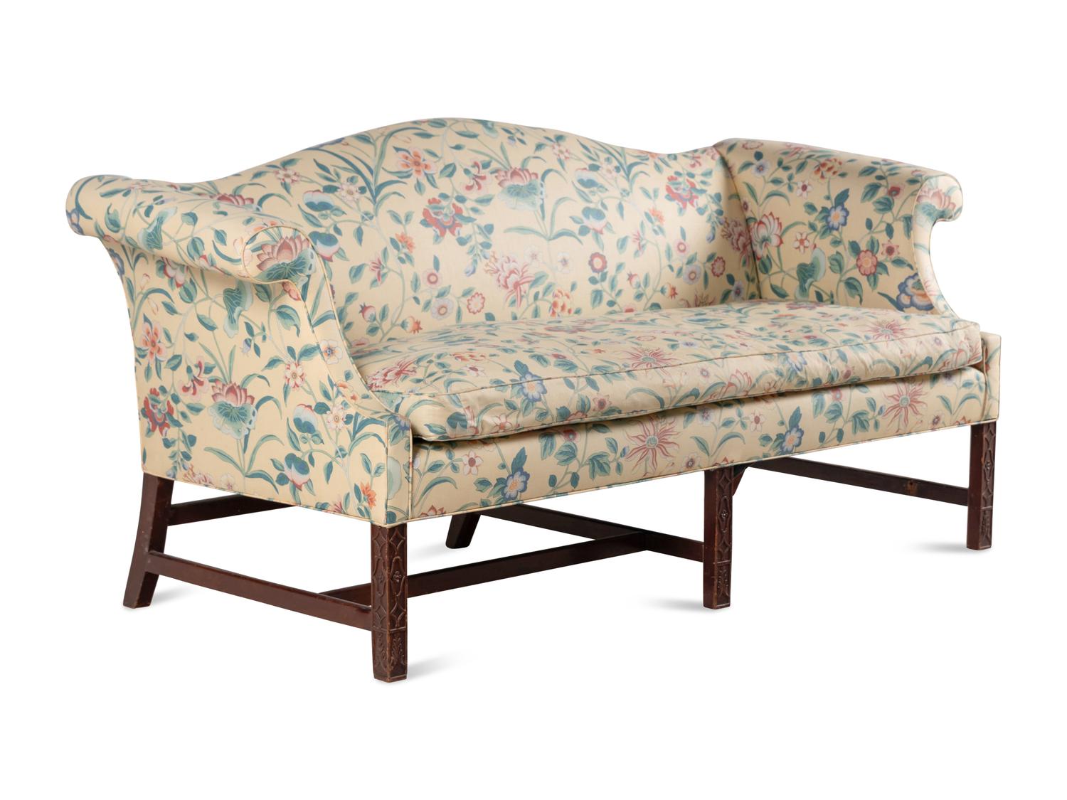 A George III Style Mahogany Camelback Sofa
