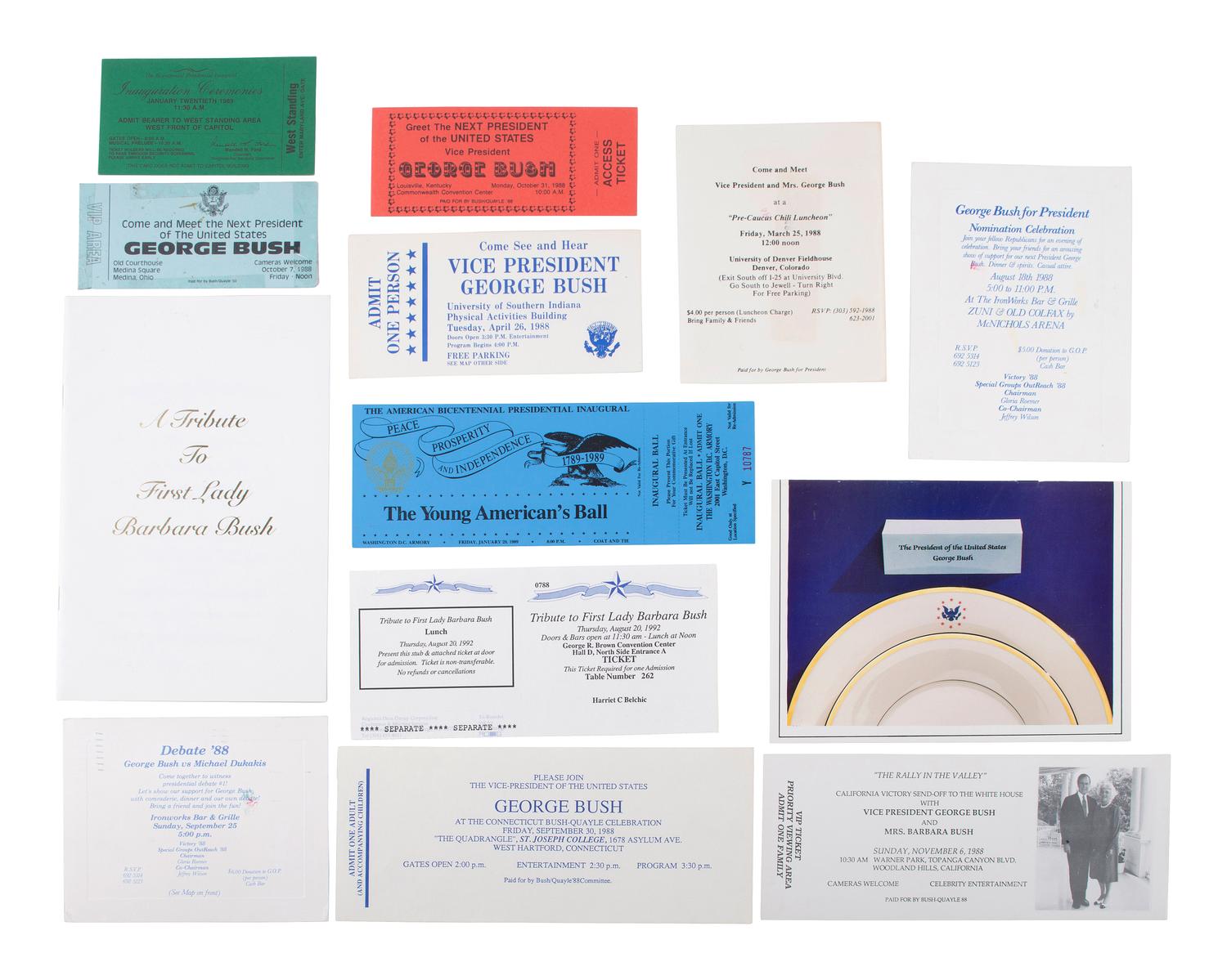 [BUSH, George H.W. (1924-2018)]. Presidential and campaign ephemera, incl. SIGNED card.
