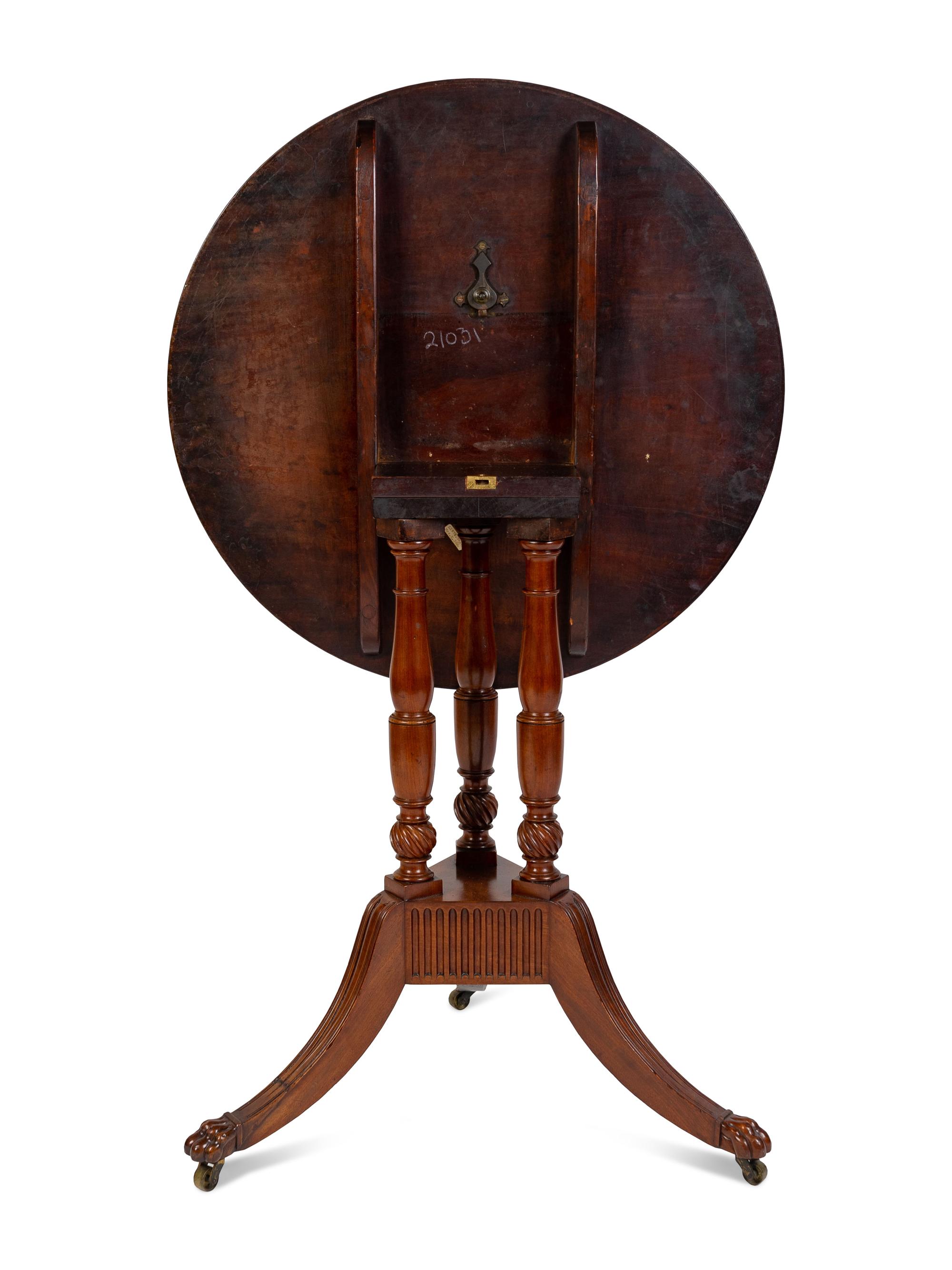 A Federal Carved Mahogany Tilt-Top Tea Table Circa 1800-1815