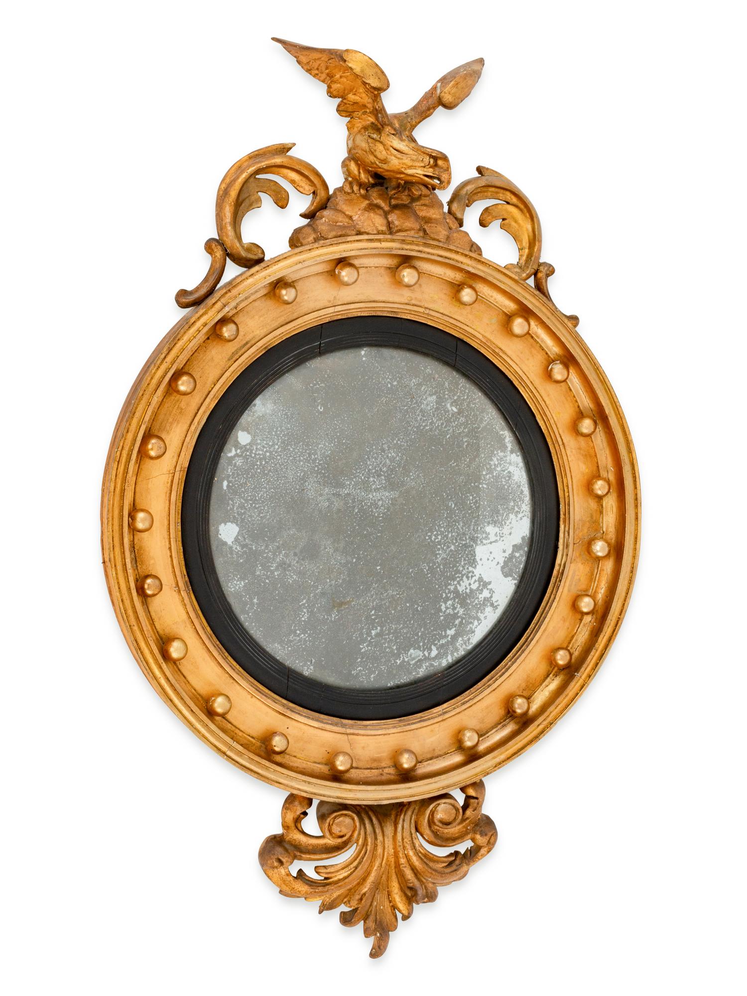 A Regency Style Giltwood Convex Mirror — 19TH CENTURY