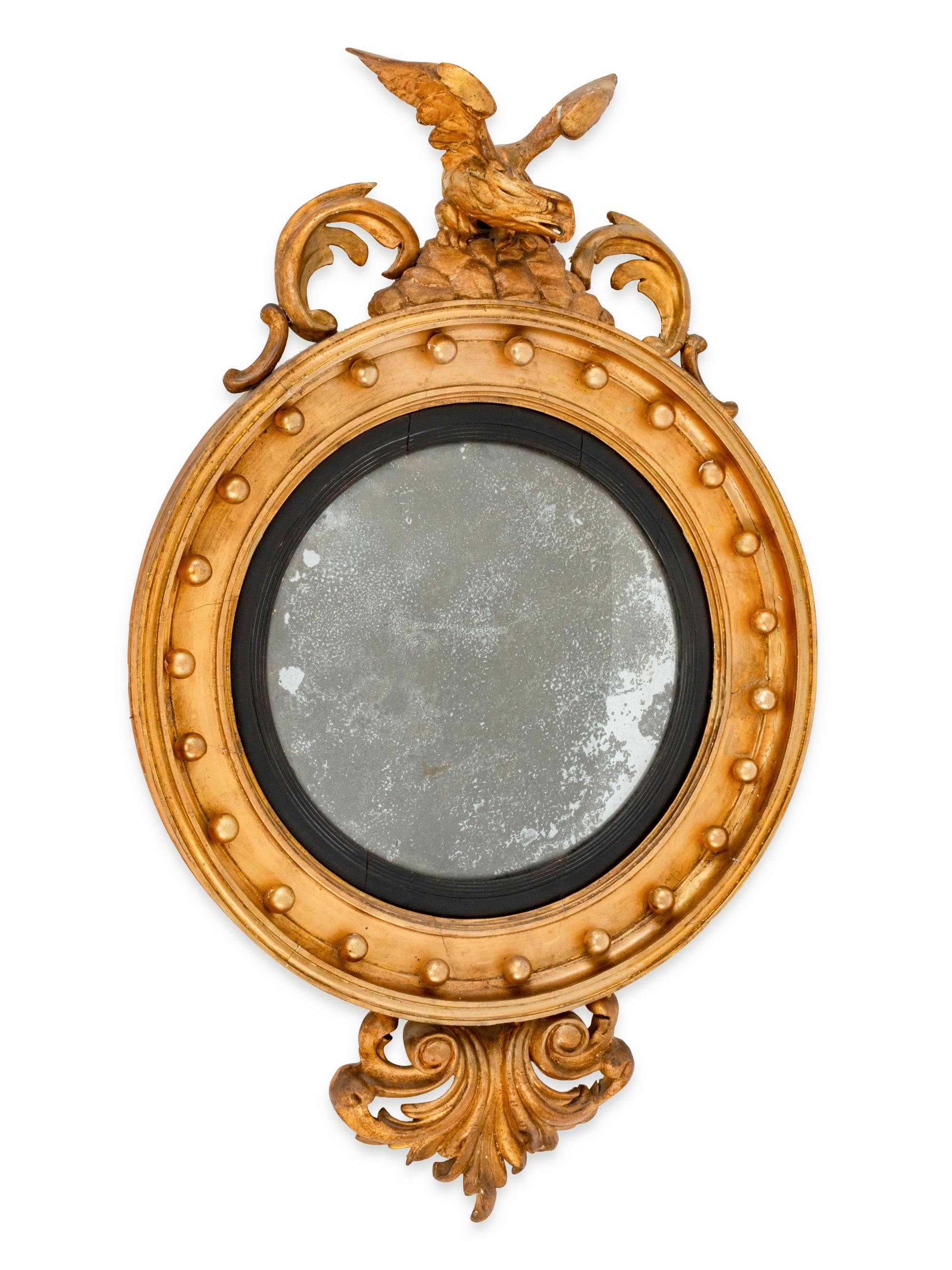 A Regency Style Giltwood Convex Mirror — 19TH CENTURY