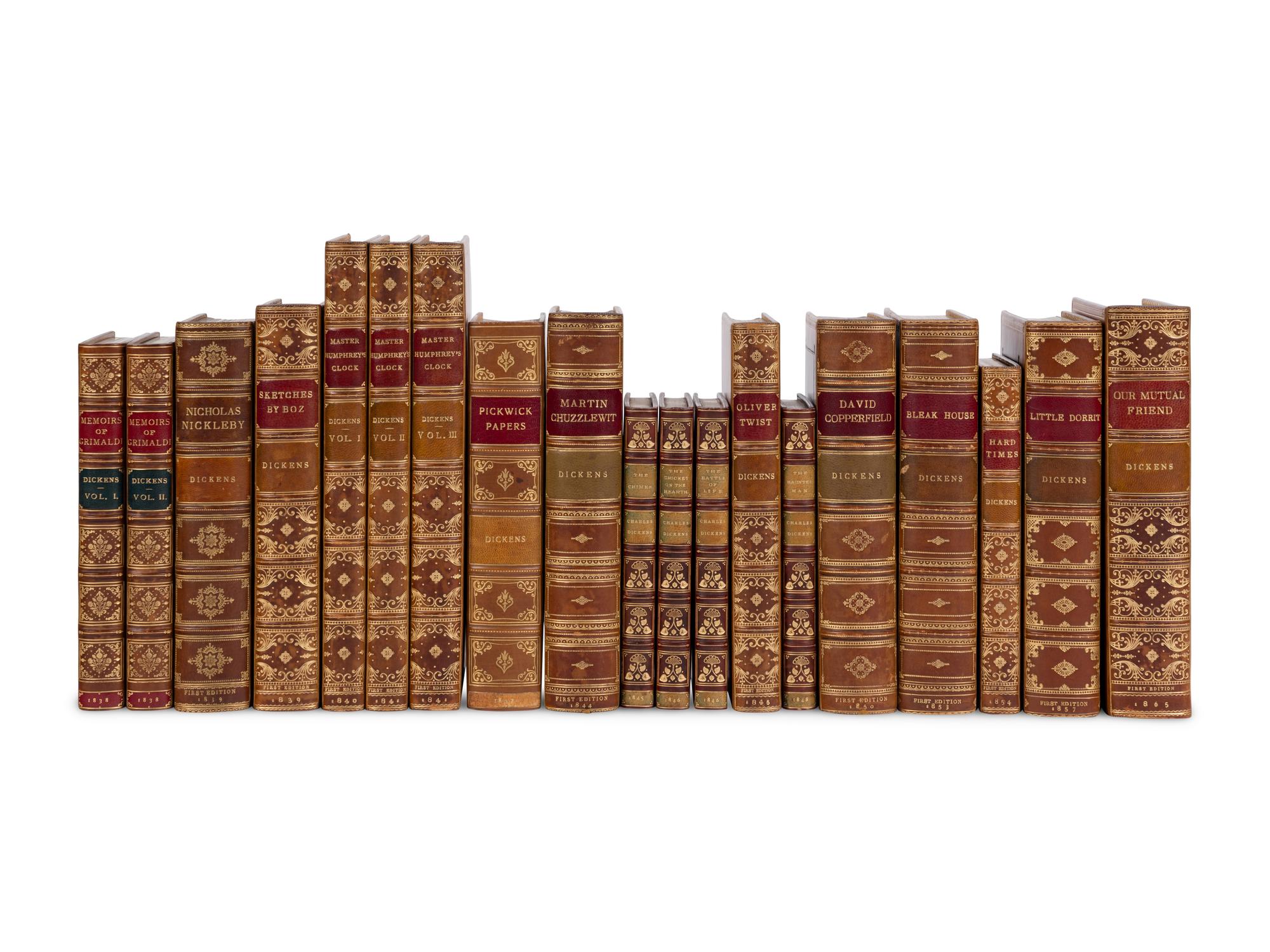 [BINDINGS]. DICKENS, Charles (1812-1870). A group of 16 uniformly-bound FIRST EDITIONS, comprising: