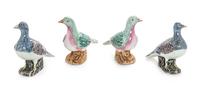 Two Pairs of Chinese Export Famille Rose Porcelain Pigeons