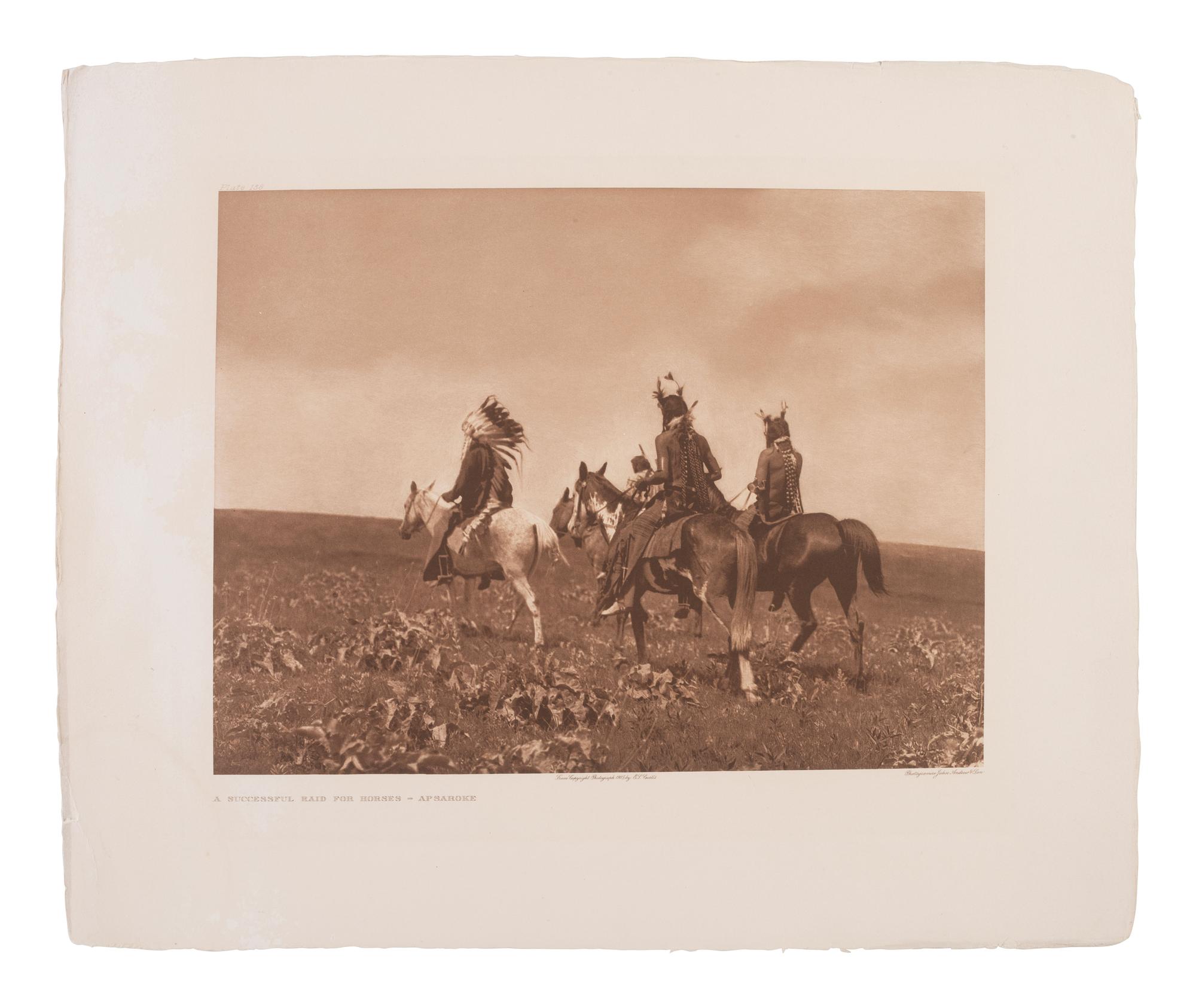 CURTIS, Edward (1868-1952), photographer. A group of 2 portfolio photogravures featuring Apsaroke subjects.