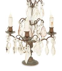 A Pair of Louis XVI Style Cast Metal and Cut Glass Four-Light Girandoles