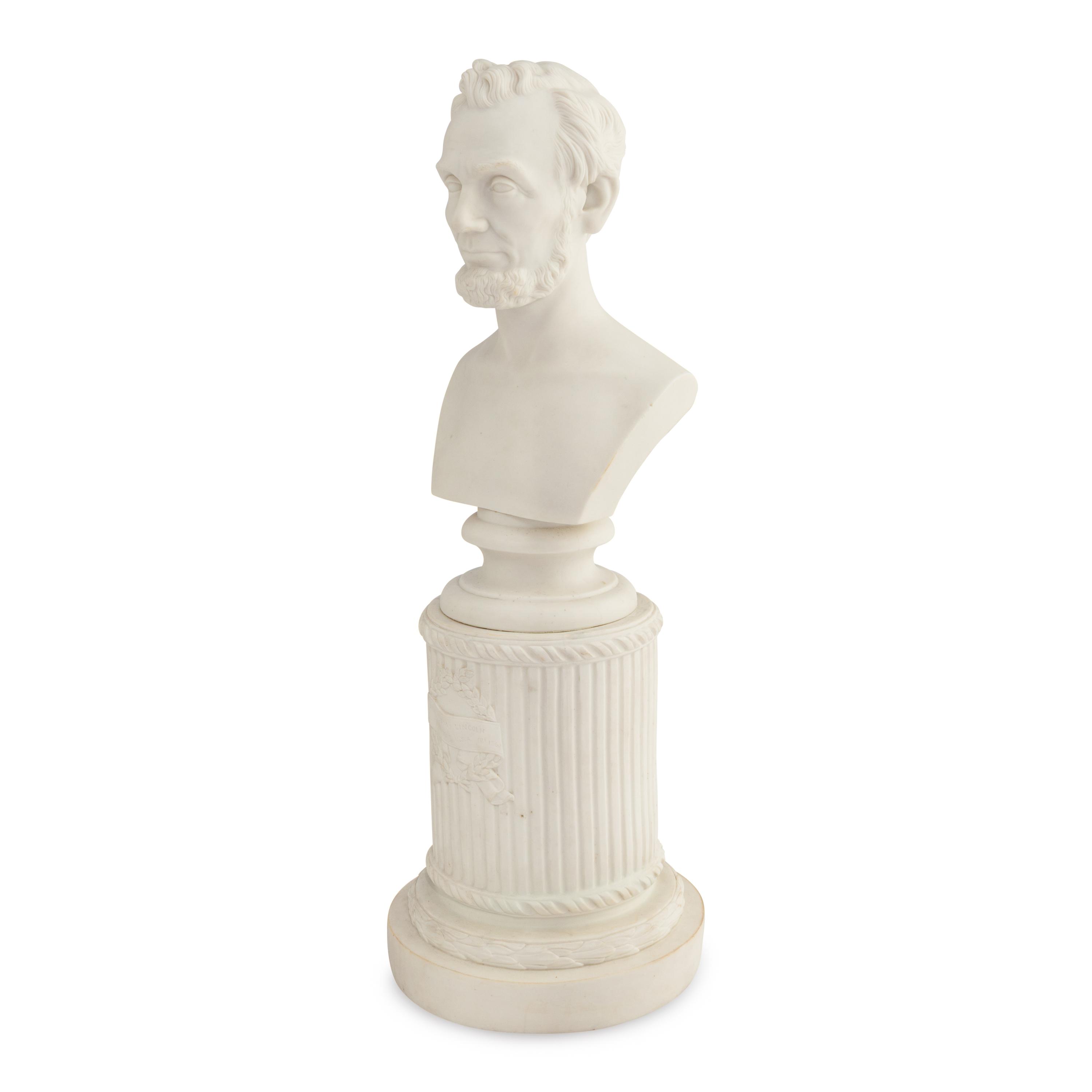 Martin Milmore (American, 1844-1883) Bust of Abraham Lincoln 19th century parianware