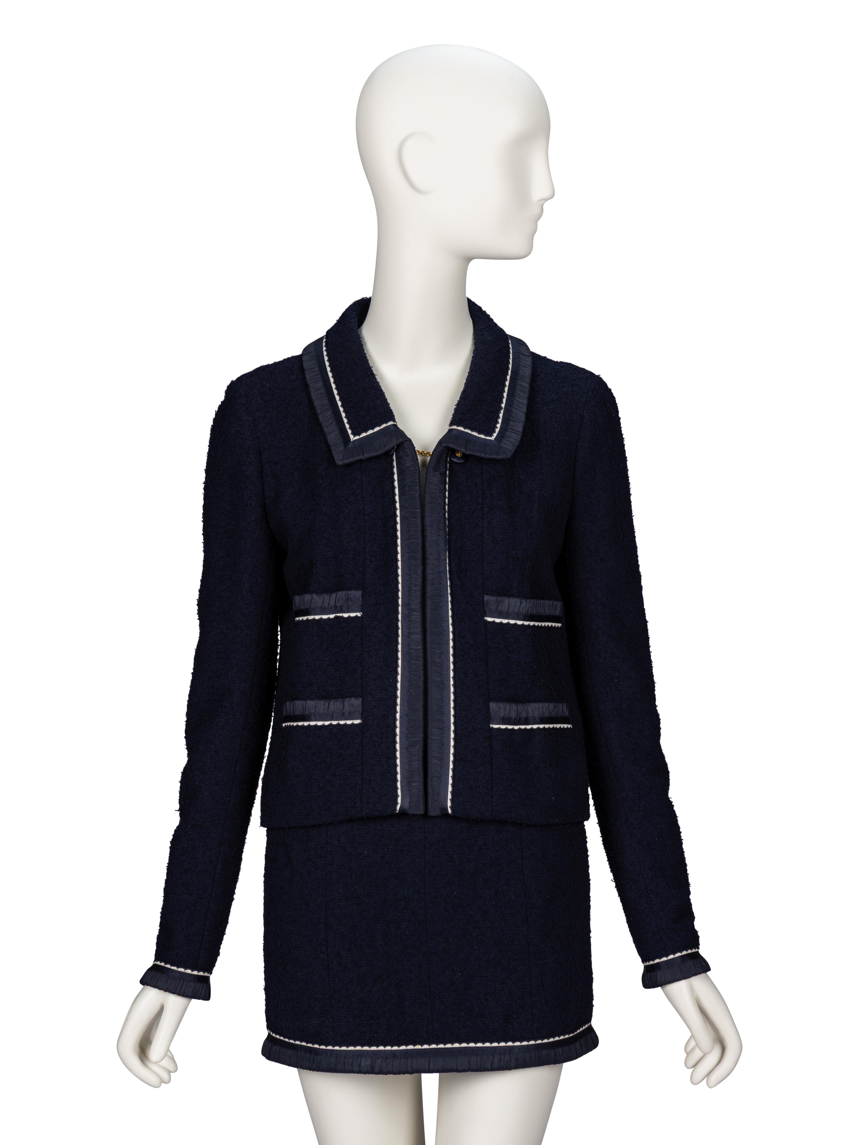 Chanel, Navy Bouclé Tweed Suit